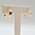 14k Solid Gold Abstract Heart Stud Hoop Earrings