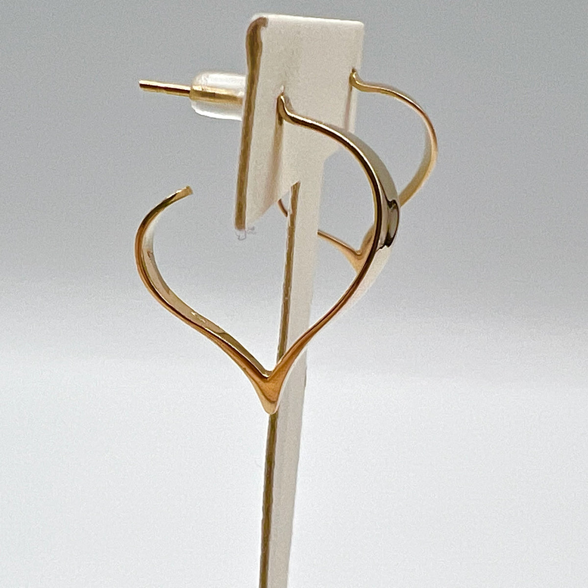 14k Solid Gold Abstract Heart Stud Hoop Earrings