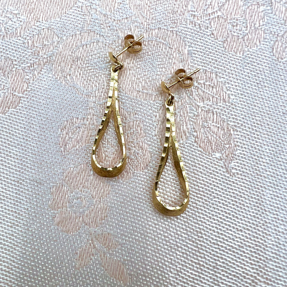 10k Solid Gold Tear Drop Dangle Drop Stud Earrings