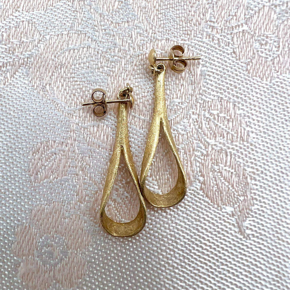 10k Solid Gold Tear Drop Dangle Drop Stud Earrings