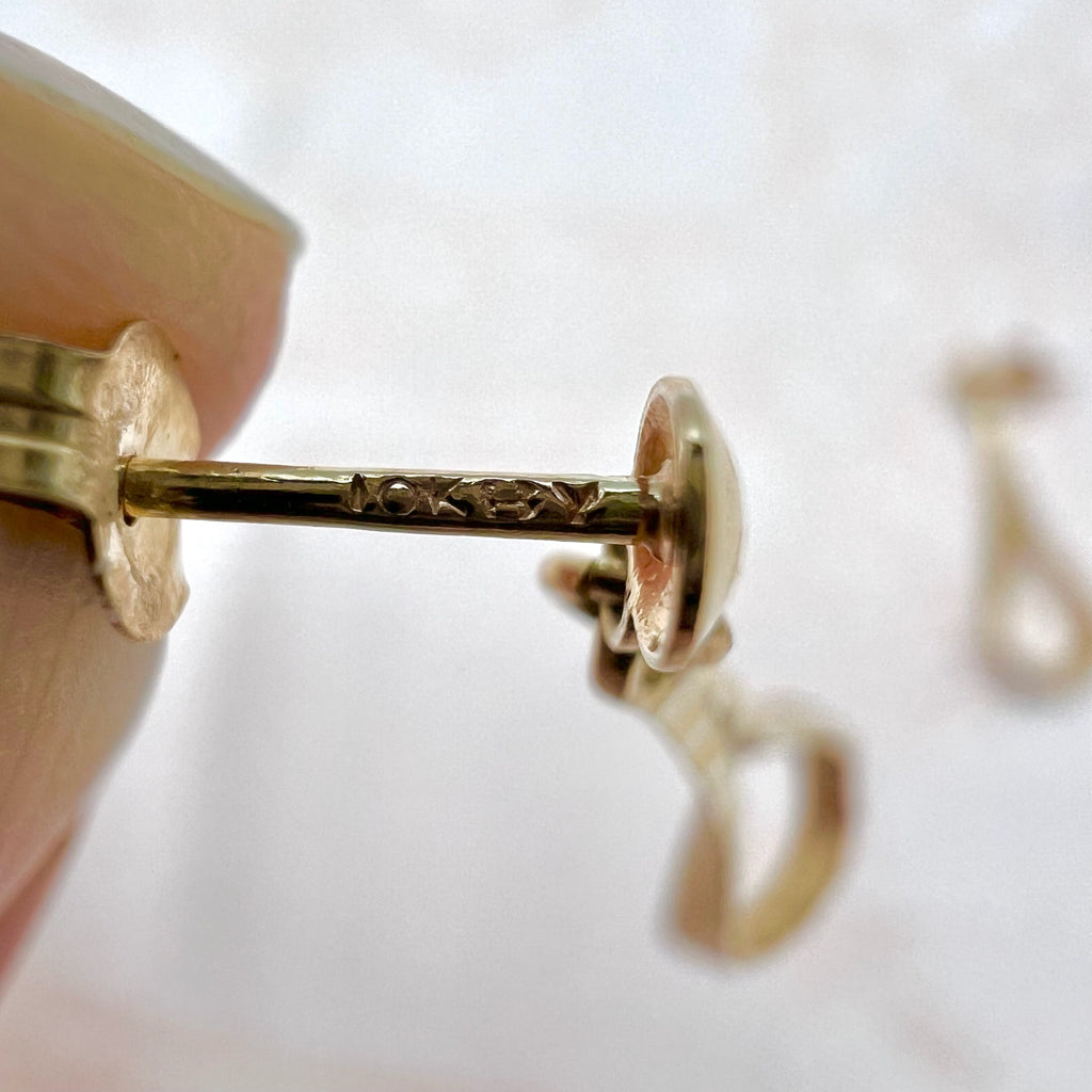 10k Solid Gold Tear Drop Dangle Drop Stud Earrings
