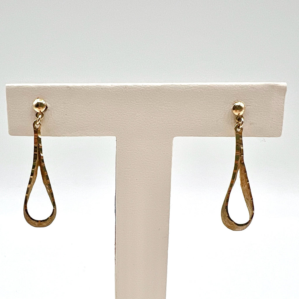 10k Solid Gold Tear Drop Dangle Drop Stud Earrings
