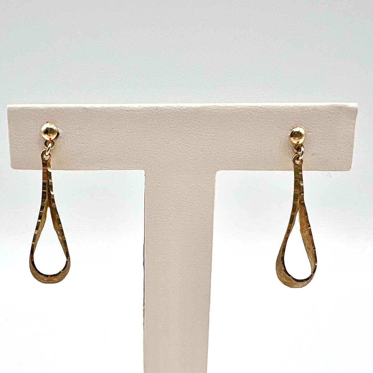 10k Solid Gold Tear Drop Dangle Drop Stud Earrings
