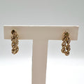 Vintage 10K Solid Gold Rope Chain Twist Dangle Drop Stud Earrings