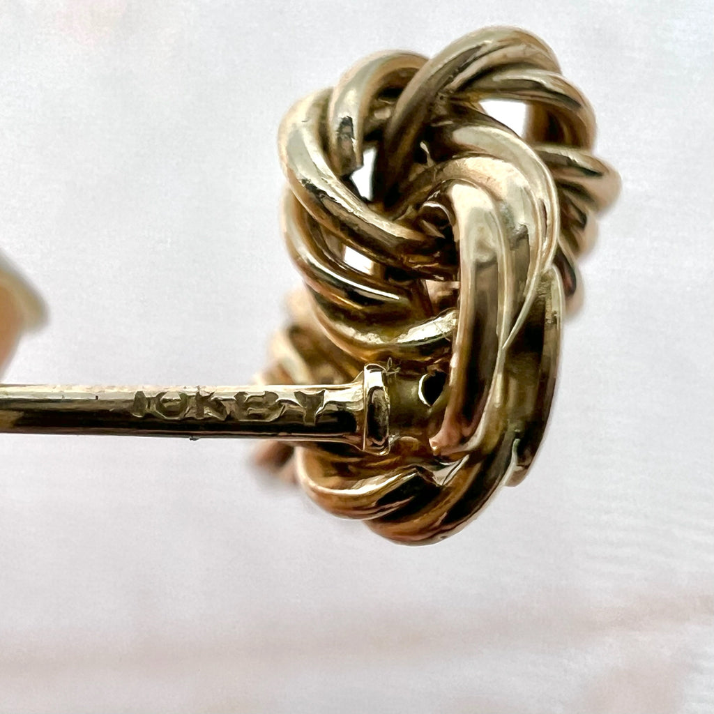 Vintage 10K Solid Gold Rope Chain Twist Dangle Drop Stud Earrings