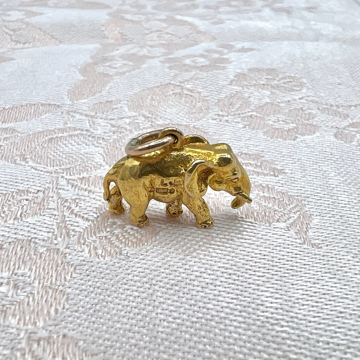 9K Solid Gold Elephant Charm for Bracelet or Pendant Necklace - Hallmarked UK 1959