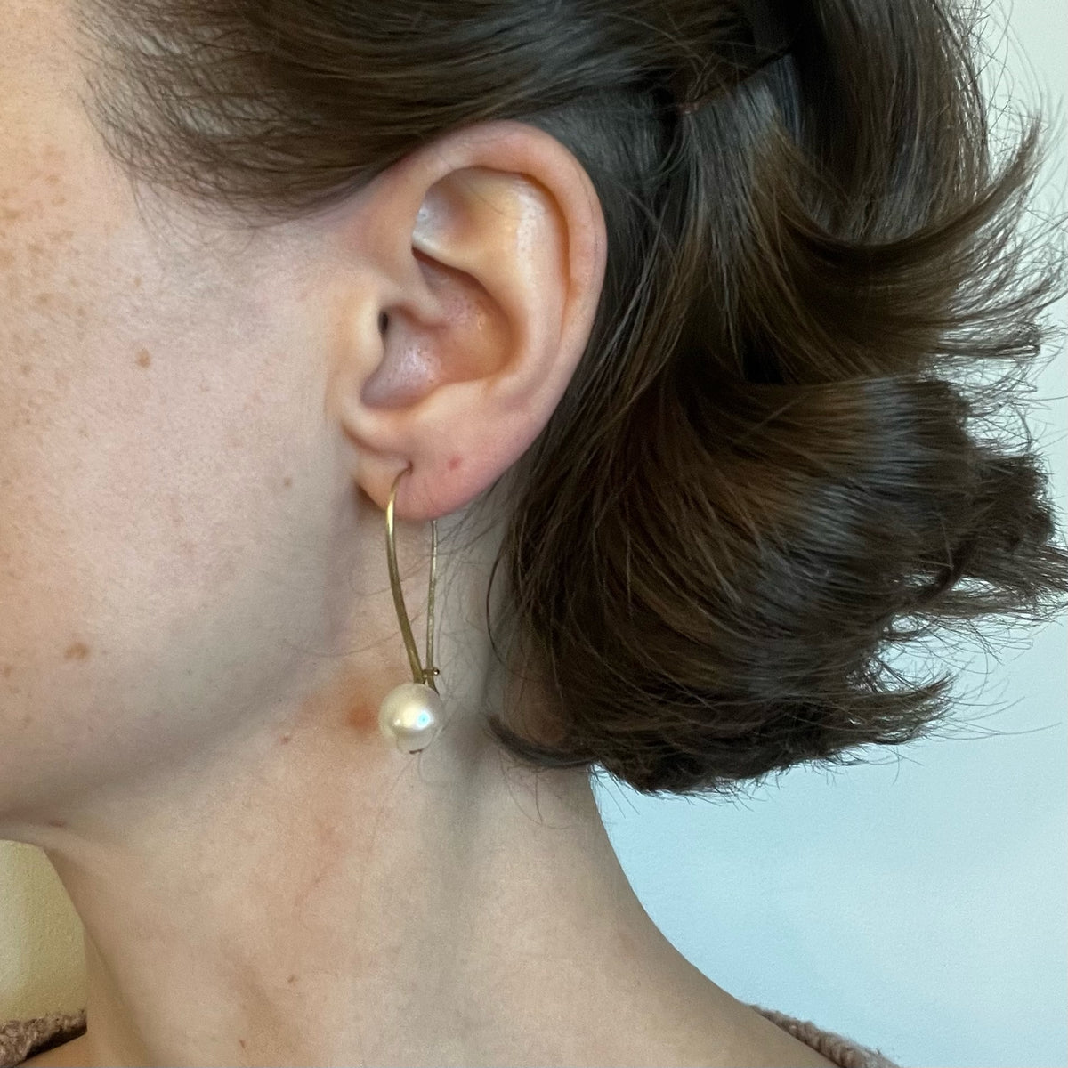 14K Pearl Drop Earrings on Brushed Gold Hooks - Joseph Bonnar of Edinburgh 2014