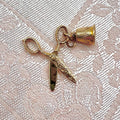 9K Gold Sewing Scissors & Thimble Charm - 1976 UK Hallmarks