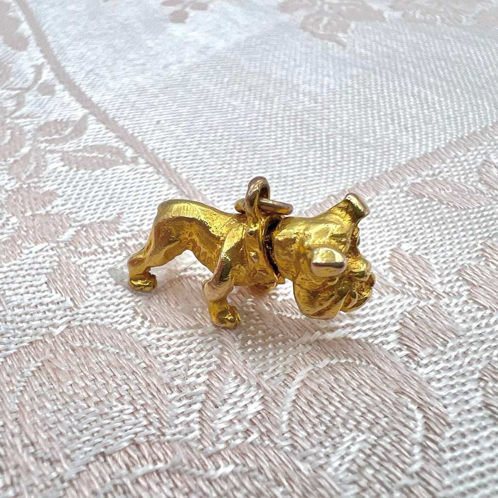9K Gold Bulldog Bobble Head Charm - 1954 UK