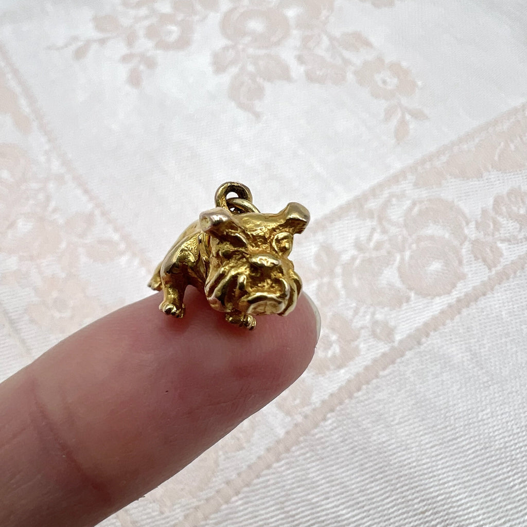 9K Gold Bulldog Bobble Head Charm - 1954 UK