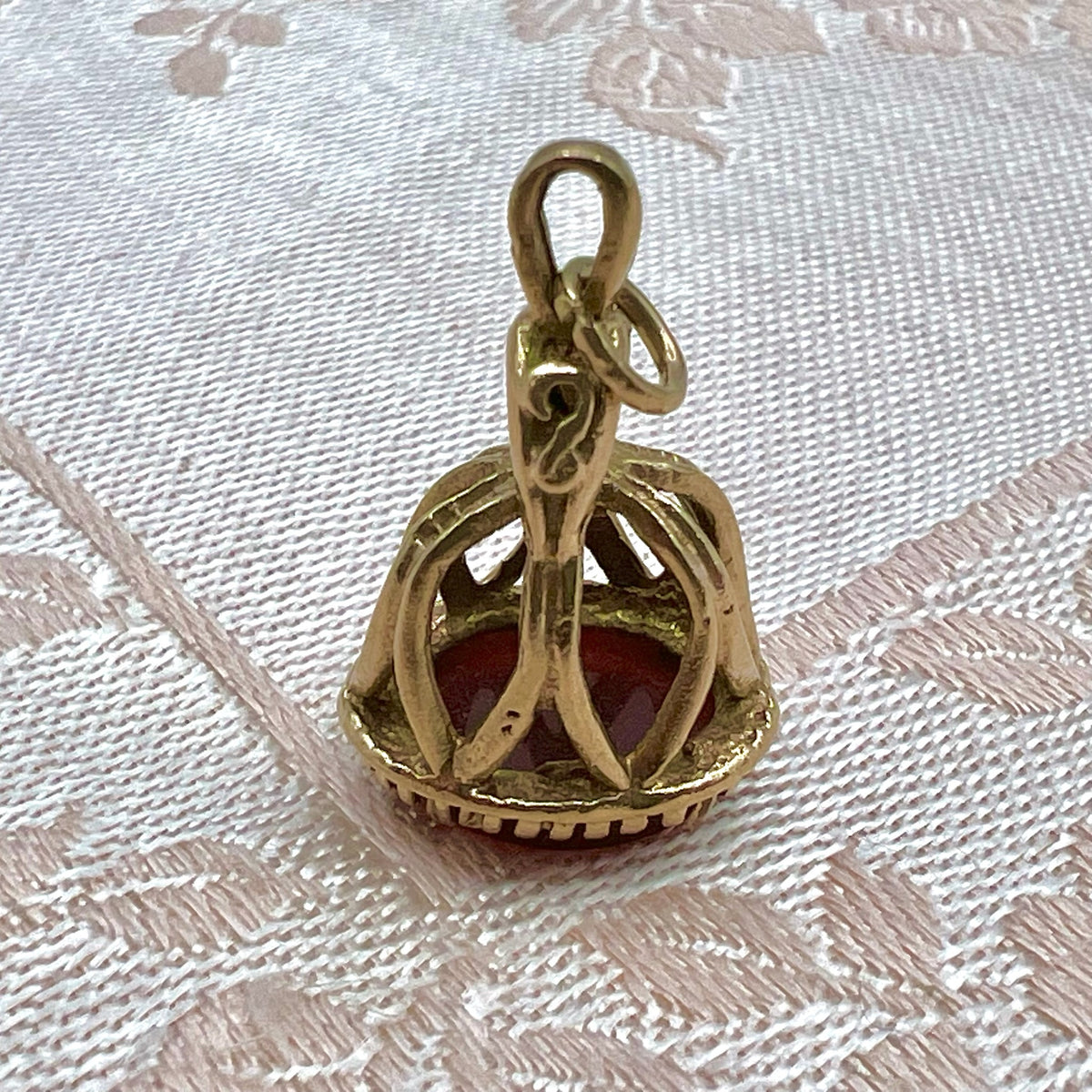 9K Solid Gold Carnelian Seal Fob Charm - 1977 London Hallmarks