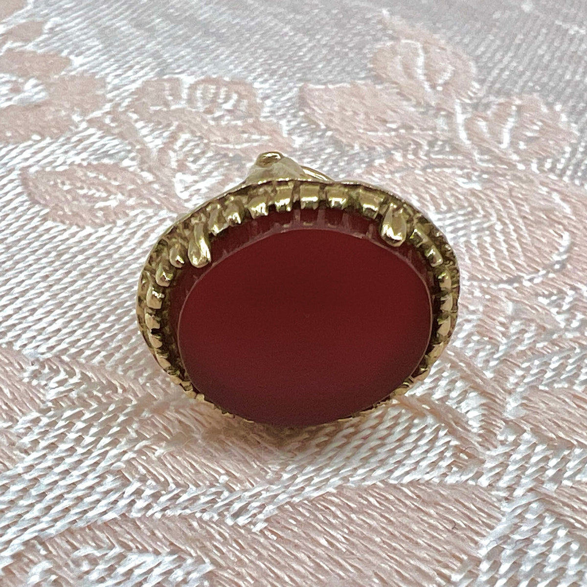 9K Solid Gold Carnelian Seal Fob Charm - 1977 London Hallmarks