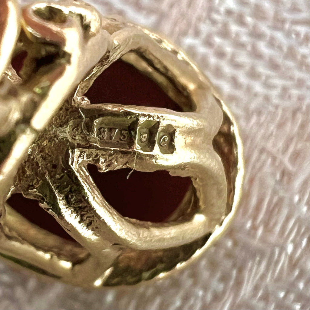 9K Solid Gold Carnelian Seal Fob Charm - 1977 London Hallmarks
