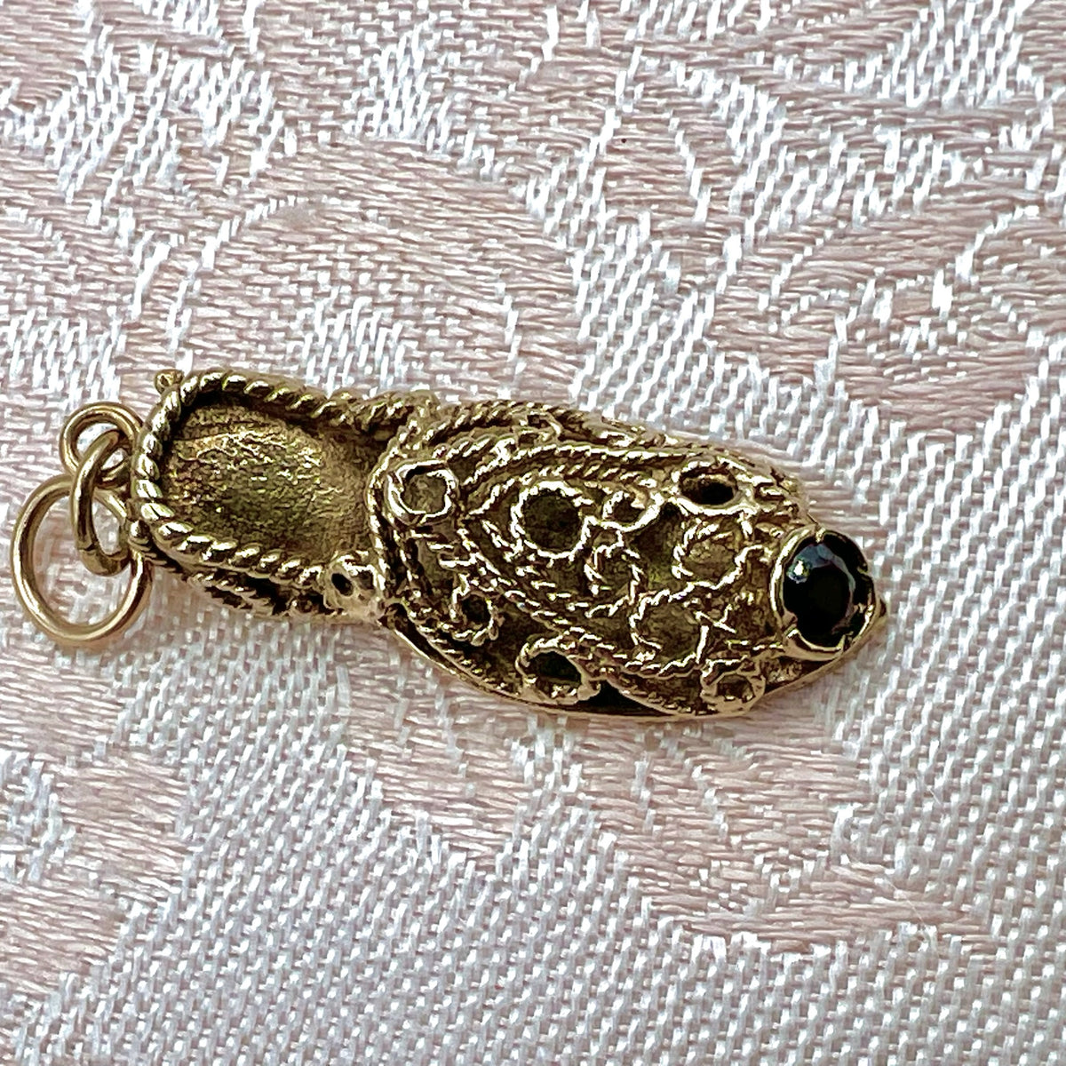9K Solid Gold Genie's Slipper Shoe Good Luck Charm for Bracelet or Necklace