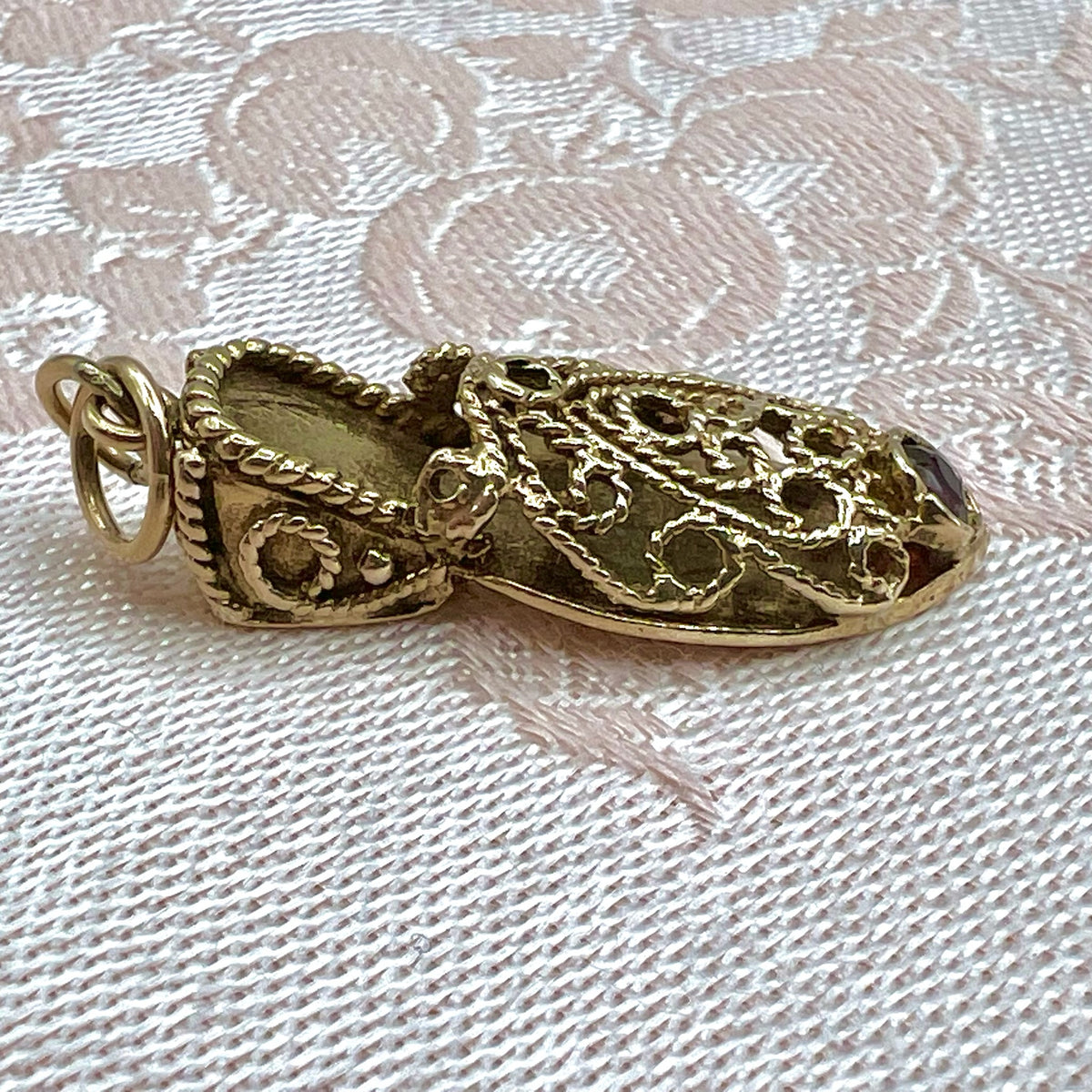 9K Solid Gold Genie's Slipper Shoe Good Luck Charm for Bracelet or Necklace