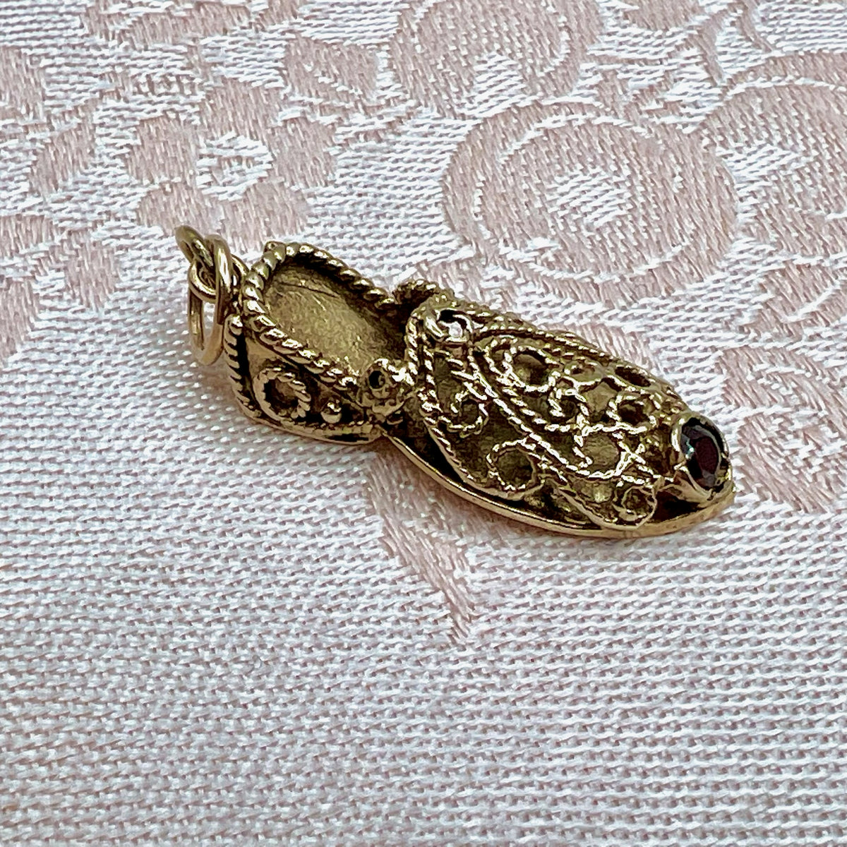 9K Solid Gold Genie's Slipper Shoe Good Luck Charm for Bracelet or Necklace
