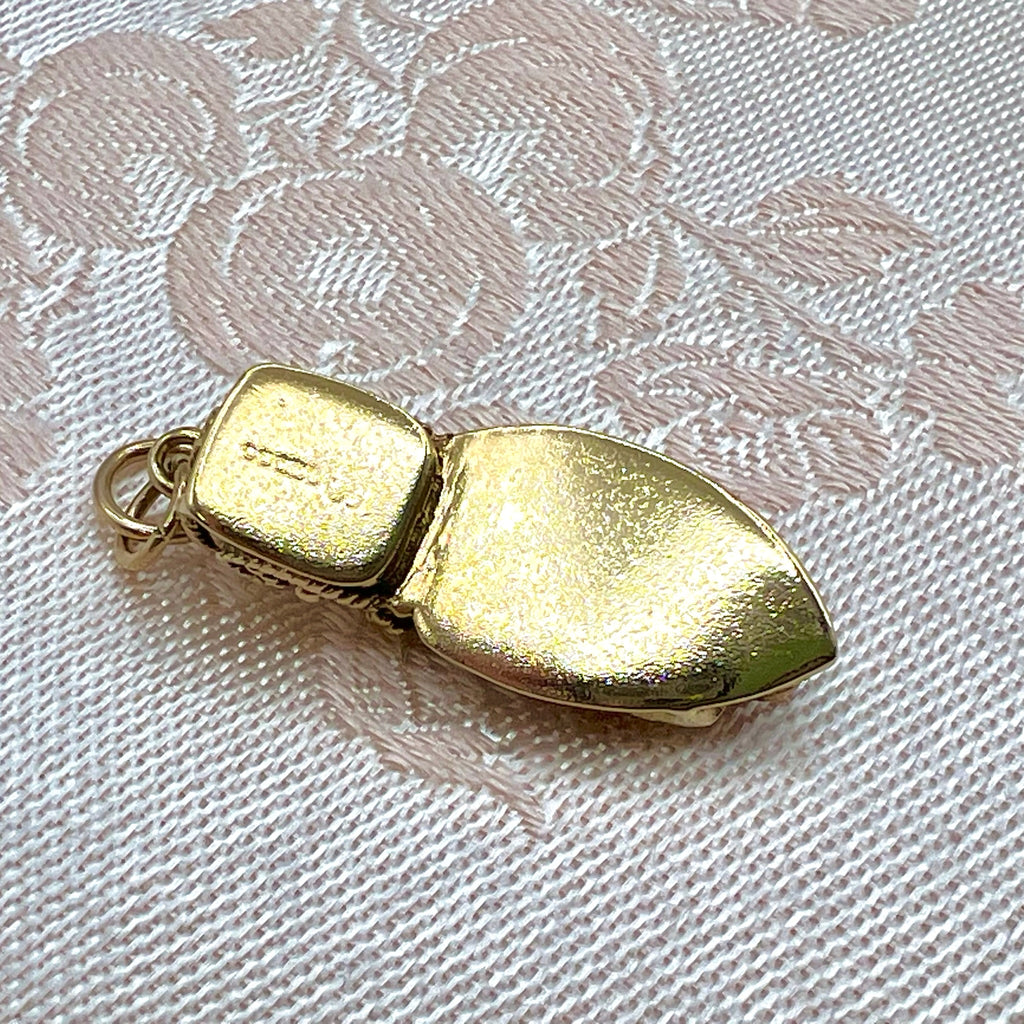 9K Solid Gold Genie's Slipper Shoe Good Luck Charm for Bracelet or Necklace