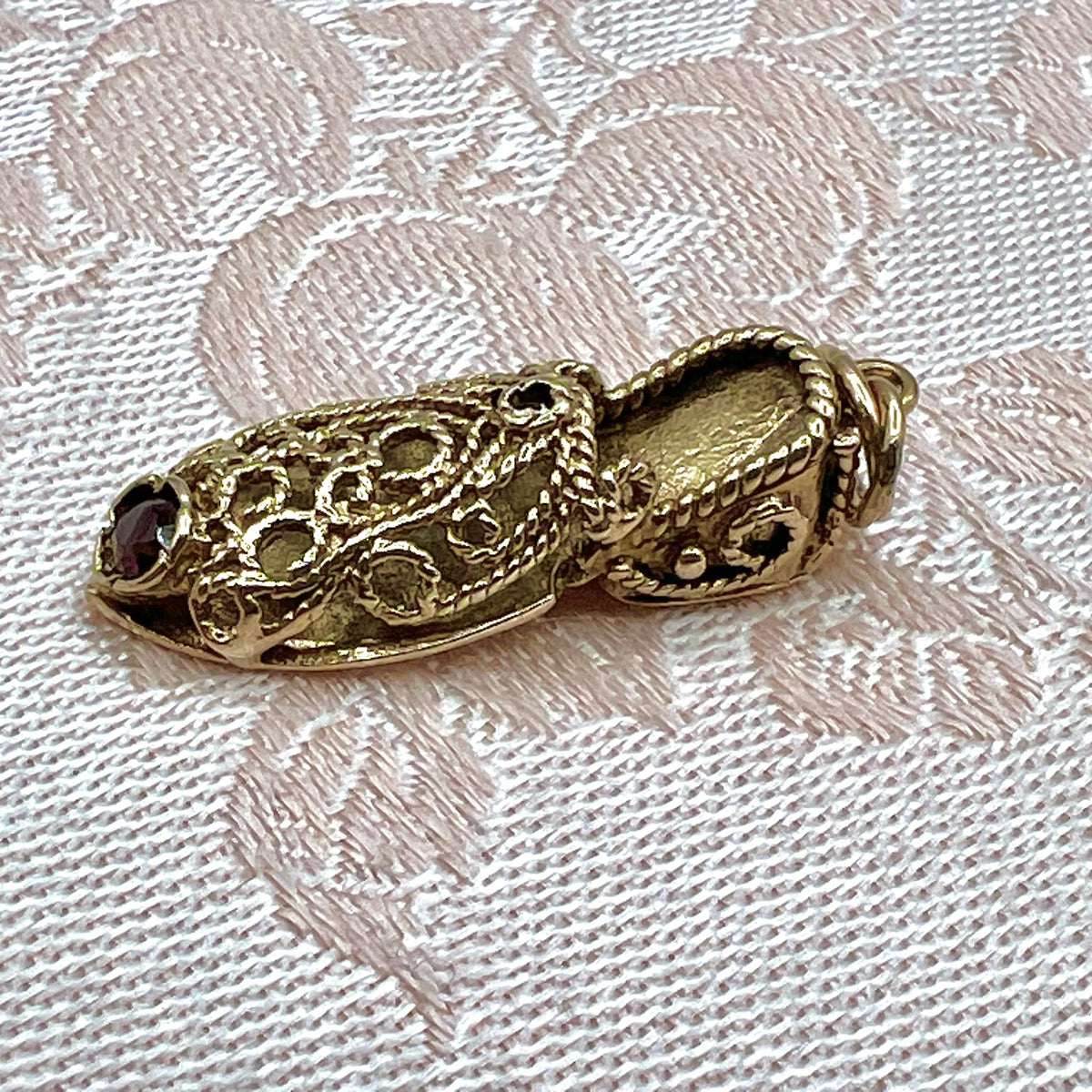 9K Solid Gold Genie's Slipper Shoe Good Luck Charm for Bracelet or Necklace