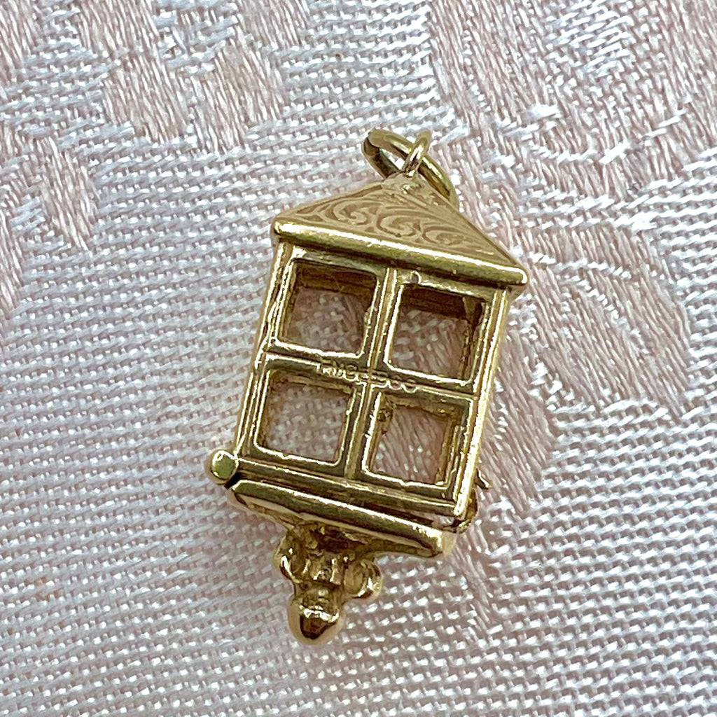 9K Solid Gold Opening Lantern Charm for Bracelet or Pendant Necklace - UK 1965
