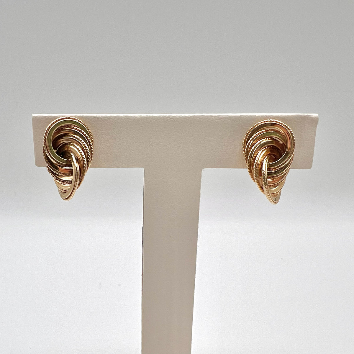 9K Solid Gold Large Knot Stud Earrings - UK 1991