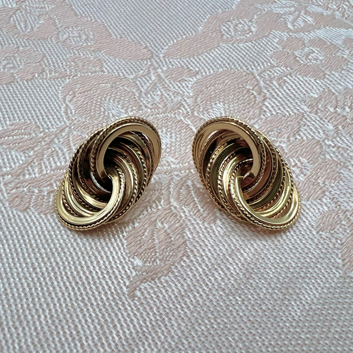 9K Solid Gold Large Knot Stud Earrings - UK 1991