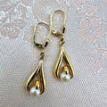 9K Gold Drop Pearl Earrings