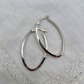 10K White Gold Oval Latch Back Large Hoop Earrings