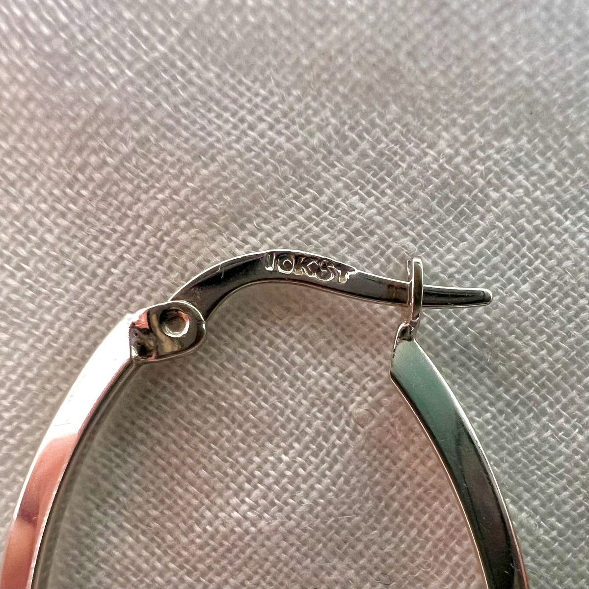 10K White Gold Oval Latch Back Large Hoop Earrings