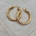 Solid 10K Gold Large Thick Latch Back Hoop Earrings