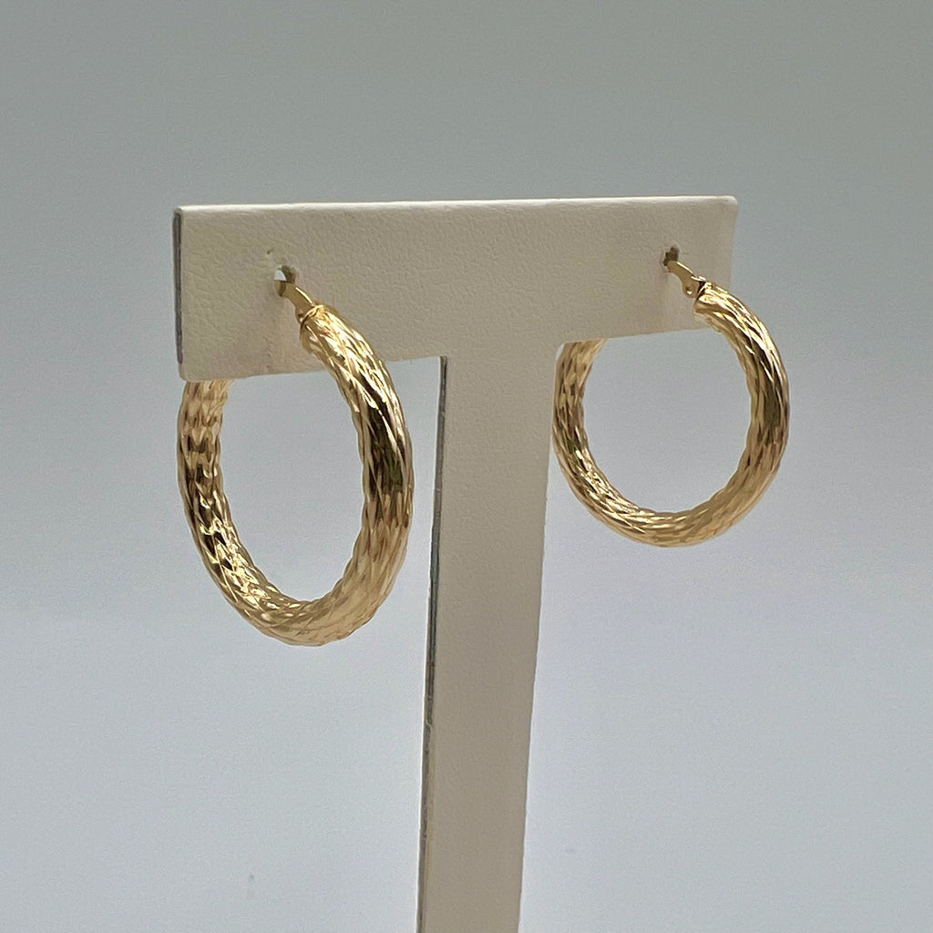 Solid 10K Gold Large Thick Latch Back Hoop Earrings