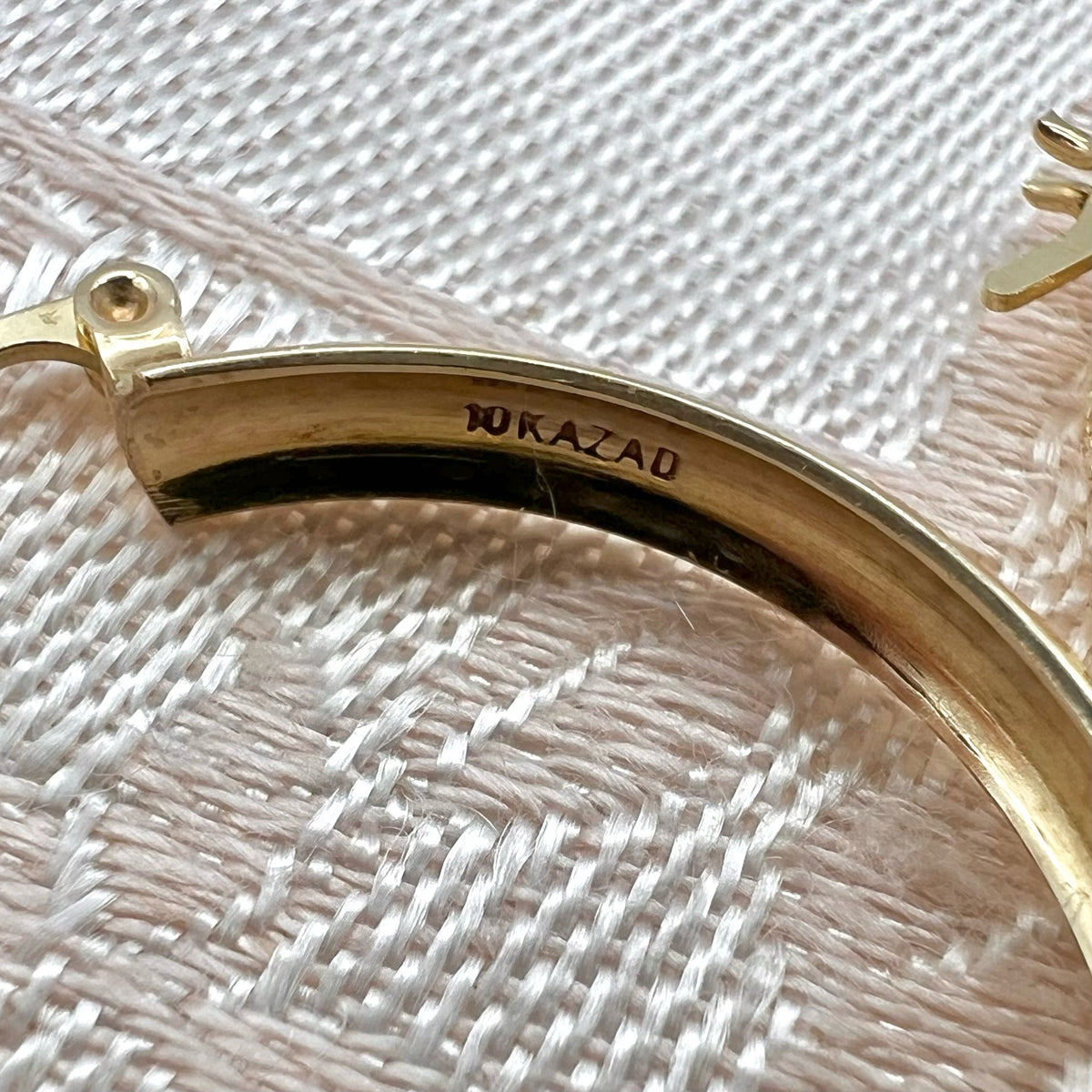 Vintage 10K Solid Gold Large Diamond Cut Hoop Earrings