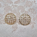 10K Solid Gold Large Circle Mesh Stud Earrings