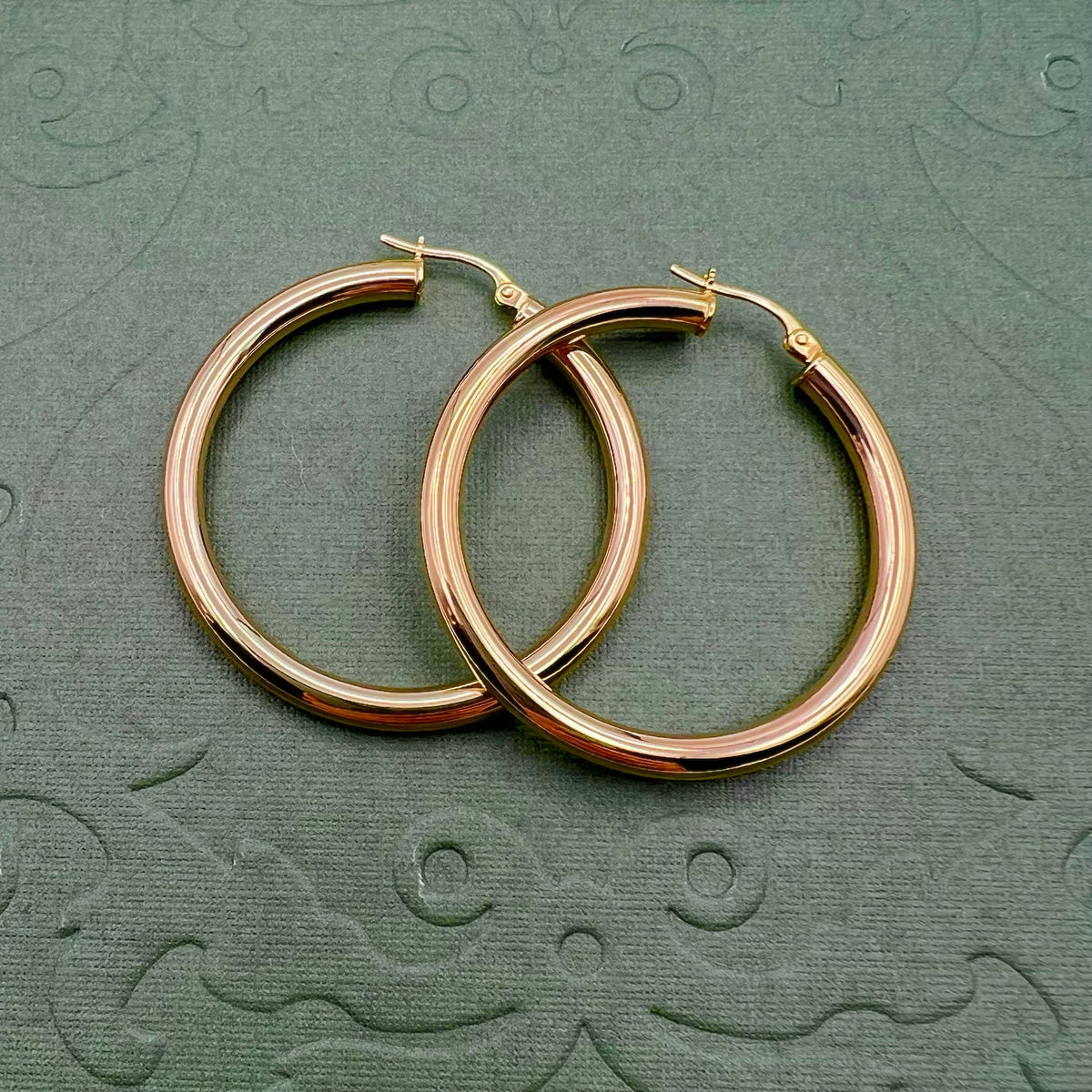 10K Gold Large Hoop Earrings - 1.5 Inch