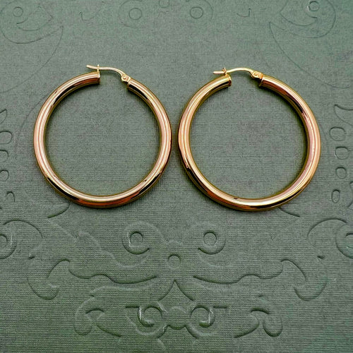 10K Gold Large Hoop Earrings - 1.5 Inch