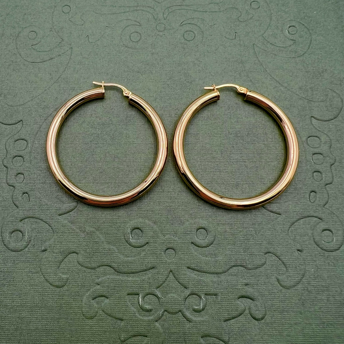 10K Gold Large Hoop Earrings - 1.5 Inch