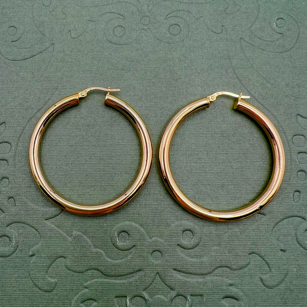 10K Gold Large Hoop Earrings - 1.5 Inch
