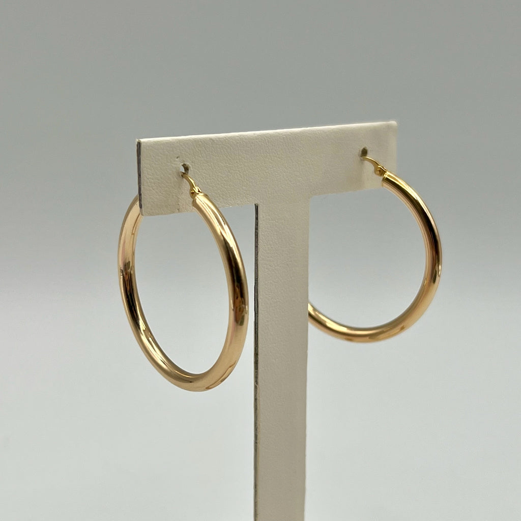 10K Gold Large Hoop Earrings - 1.5 Inch