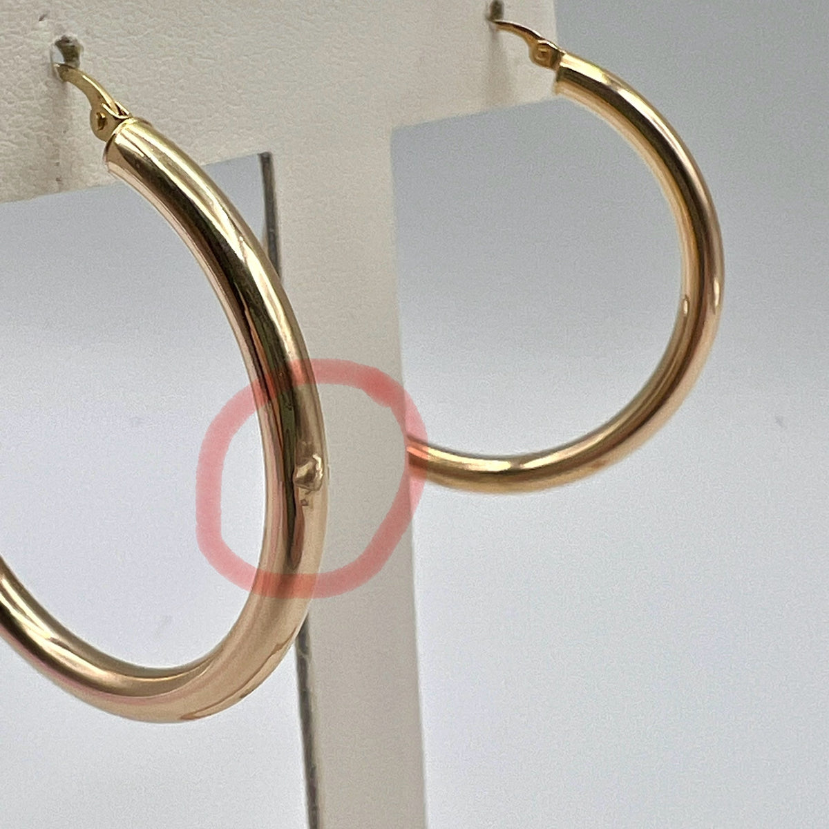 10K Gold Large Hoop Earrings - 1.5 Inch
