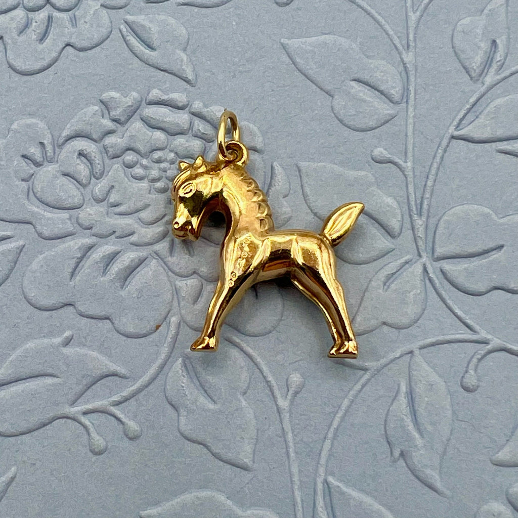 9K Gold Horse Charm - Hallmarked UK 1969