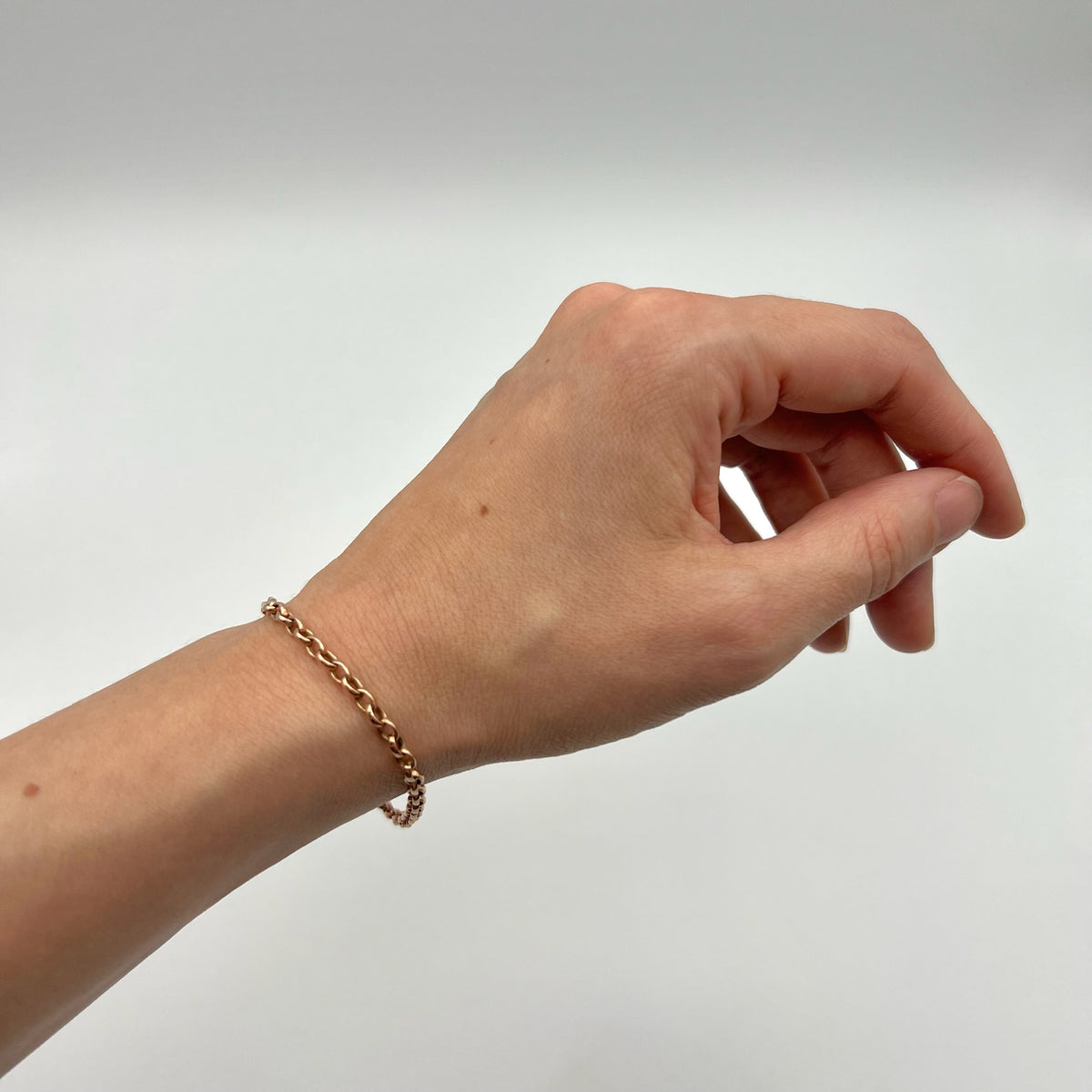 9K Rose Gold Rolo Belcher link Bracelet - Hallmarked UK 1962.