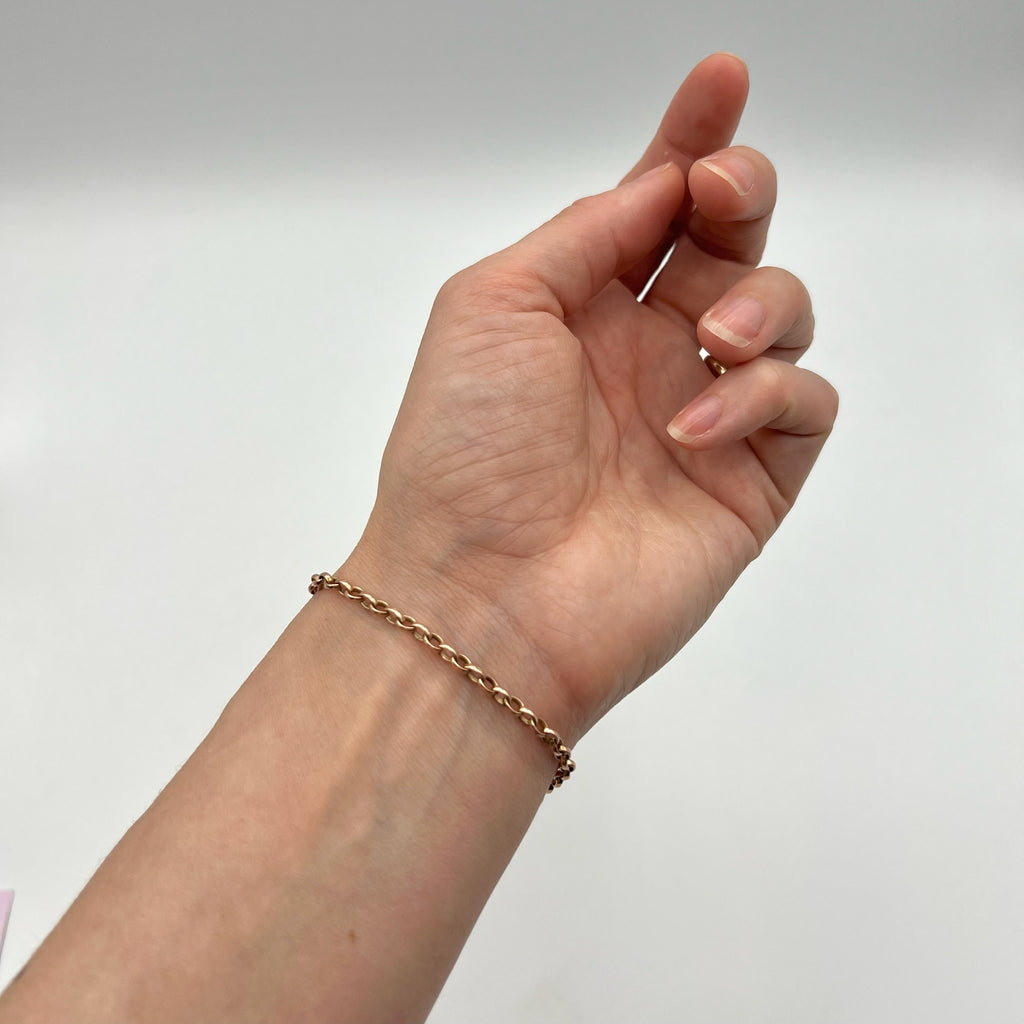 9K Rose Gold Rolo Belcher link Bracelet - Hallmarked UK 1962.