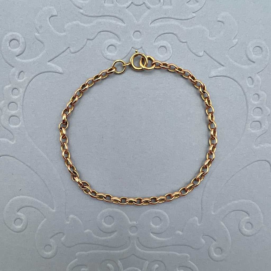 9K Rose Gold Rolo Belcher link Bracelet - Hallmarked UK 1962.