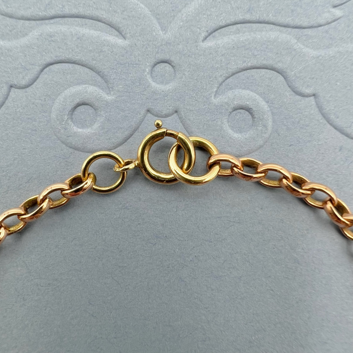 9K Rose Gold Rolo Belcher link Bracelet - Hallmarked UK 1962.