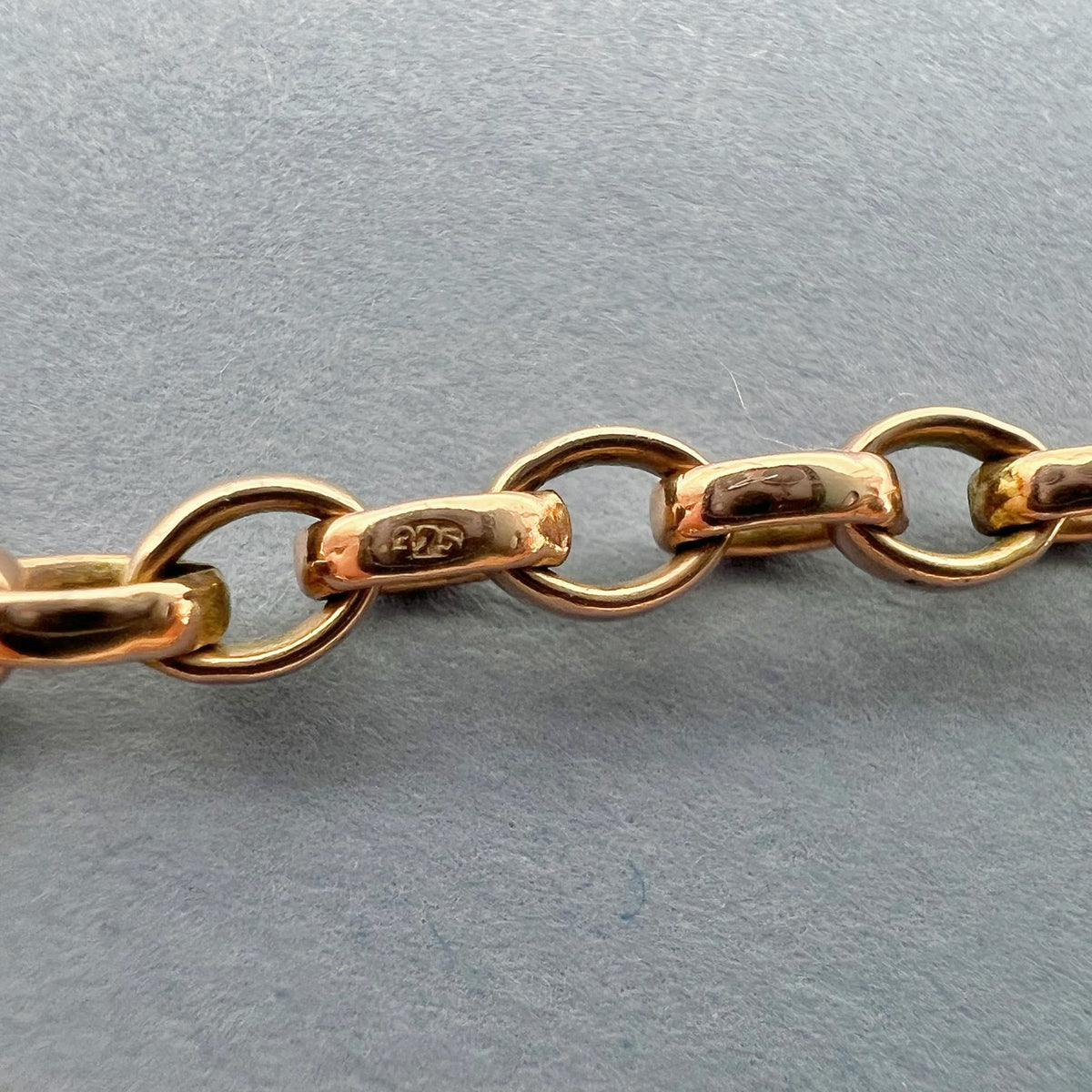 9K Rose Gold Rolo Belcher link Bracelet - Hallmarked UK 1962.