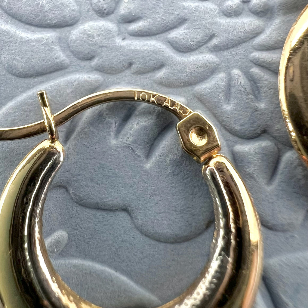 10K Gold Two Tone Heart Hoop Earrings