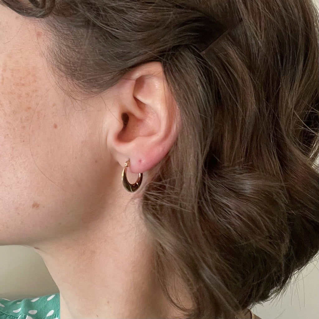 10K Gold Two Tone Heart Hoop Earrings