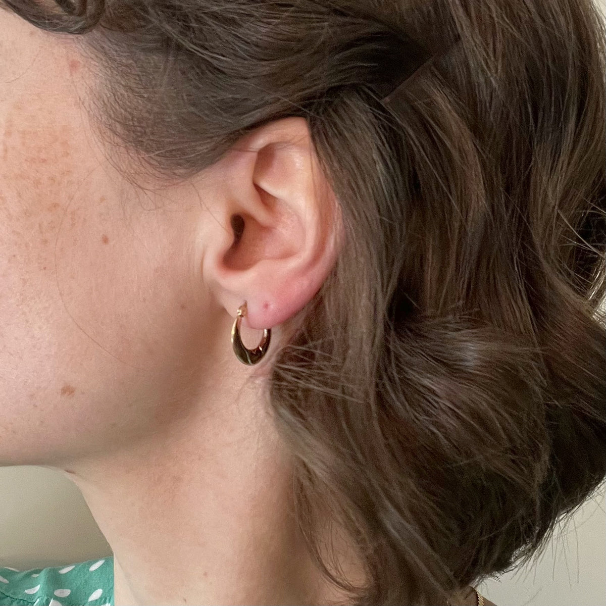 10K Gold Two Tone Heart Hoop Earrings
