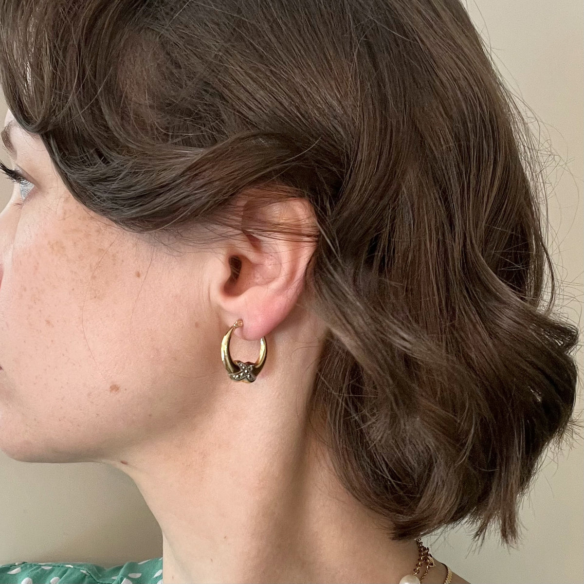 14K Gold Two Tone Hoop Earrings