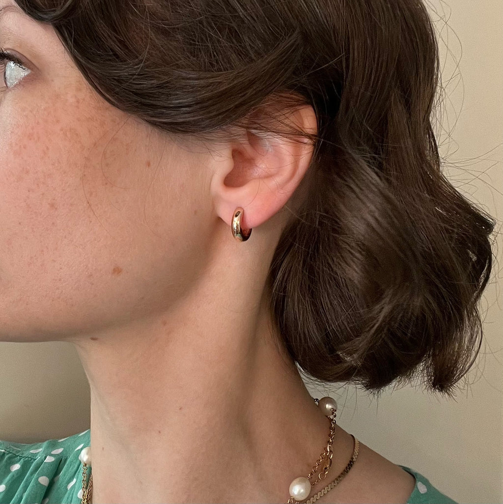 9K Solid Rose Gold Huggy Hoop Earrings - Hinged Hoops