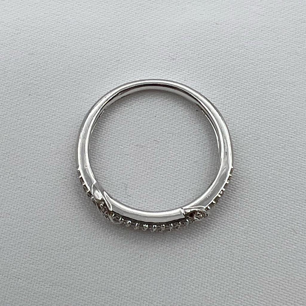 9K White Gold Diamond Semi-Eternity Band - Natural Diamond Stacking Ring, UK Hallmarked